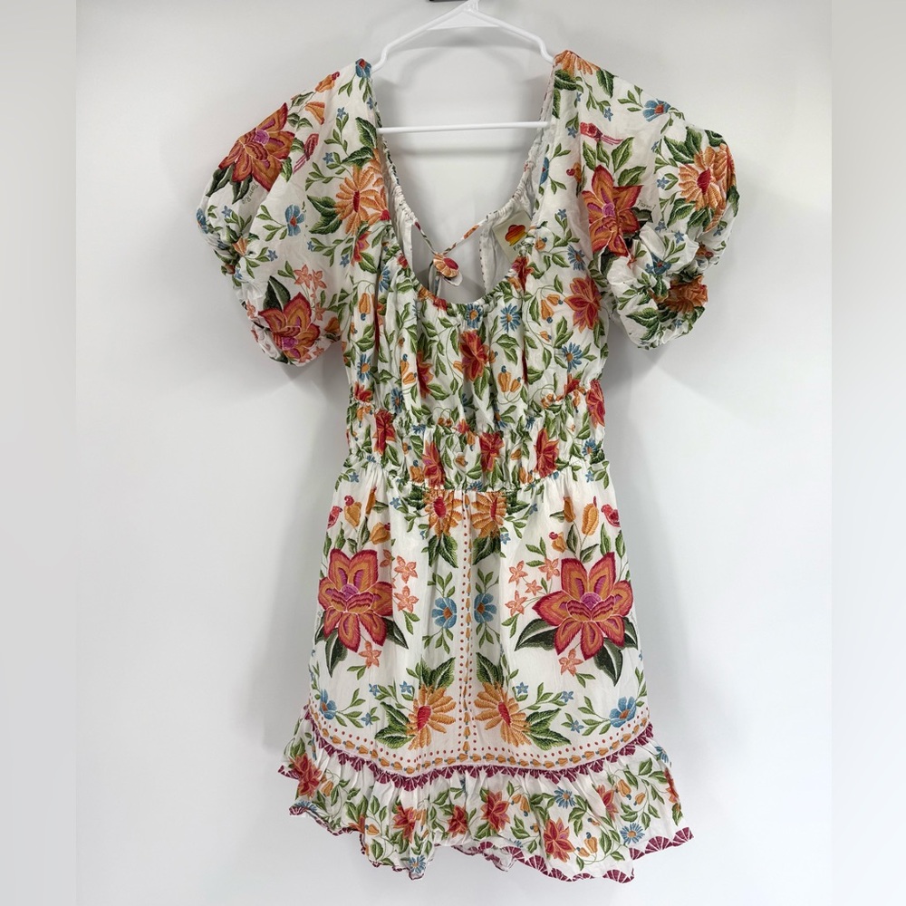 Farm Rio Bloom Garden Short Sleeve Floral Short Mini Dress,‎ Size L - Picture 5 of 12